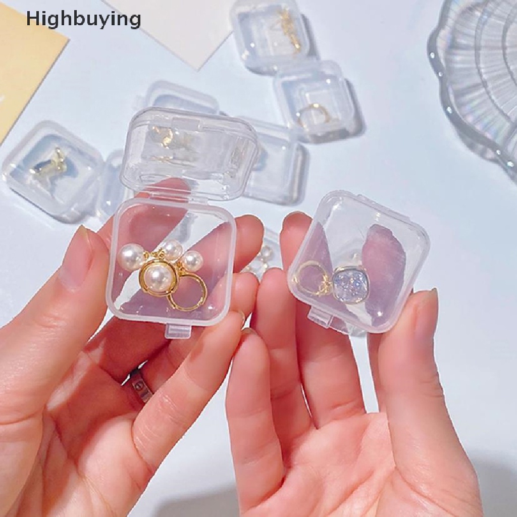 Hbid 10Pcs Square Transparan Jewelry Storage Case Anti-Oksidasi Wadah Kotak Penyimpanan Jewelry Organizer Untuk Anting Cincin Kalung Gelang Glory