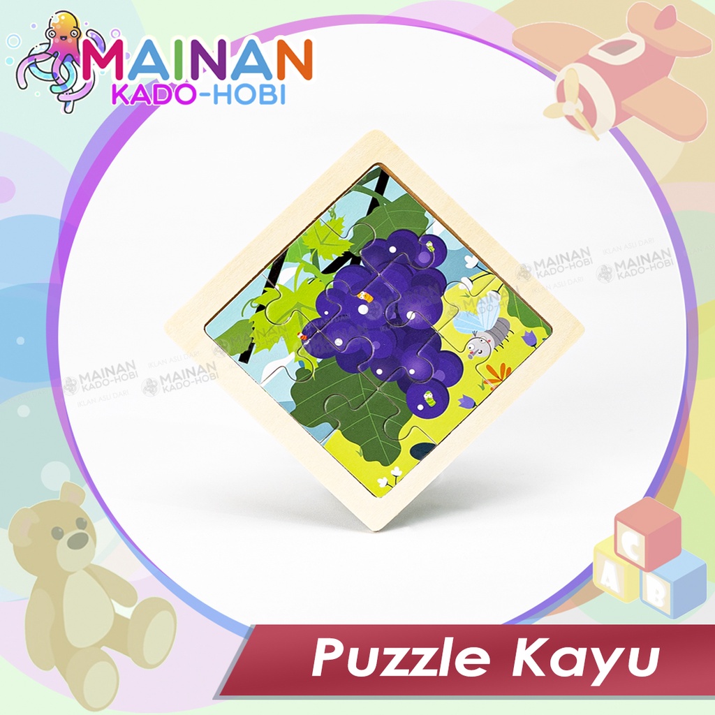 MAINAN ULANG TAHUN ANAK EDUKASI MINI PUZZLE KAYU KNOB