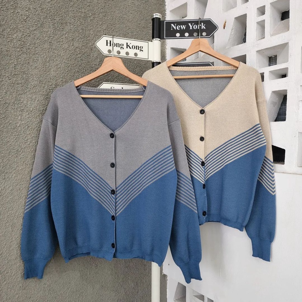 V knit outher | outer rajut wanita | outer hits wanita