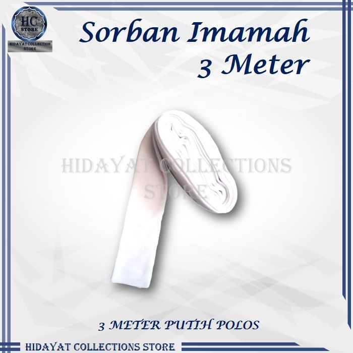 Sorban Imamah 3 Meter Sorban Imamah 5 Meter Polos - Putih, 3 METER (L1V5) Polos Scarf Surban Terbaru
