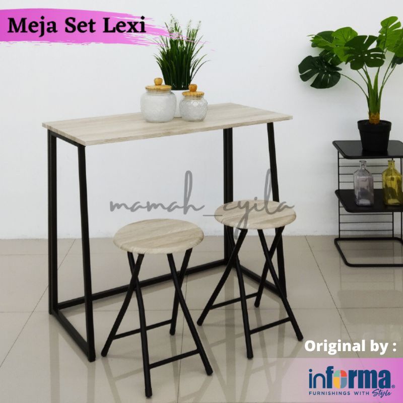 Meja Makan Lipat set Lexi minimalis 2 kursi by informa & selma