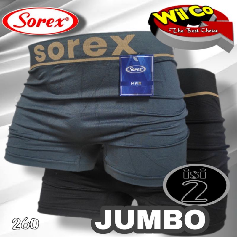 K260D - (DIJUAL PER 2 Pcs) CELANA DALAM PRIA CD BOXER JUMBO PAKAIAN DALAM SEAMLESS SOREX  BB 75 - 100