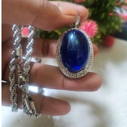 kaling liontin batu blue safir jumbo