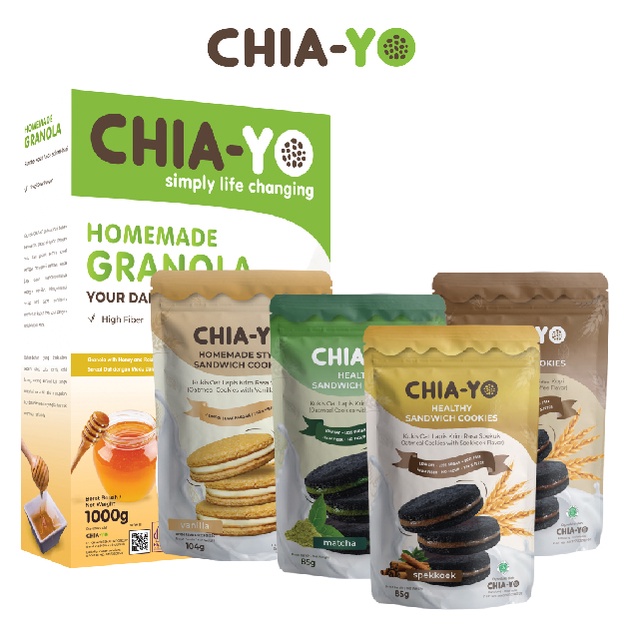 

Chiayo Healthy Kit Package : Granola Original 1kg + Cookies Vanilla, Coffee, Spekuk, Matcha