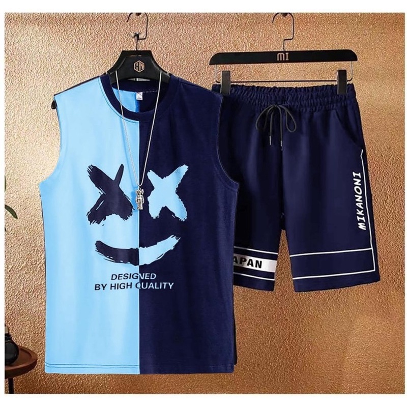 SETELAN KAOS SINGLET COWOK LENGAN BUNTUNG STELAN PRIA MELLO + CELANA PENDEK