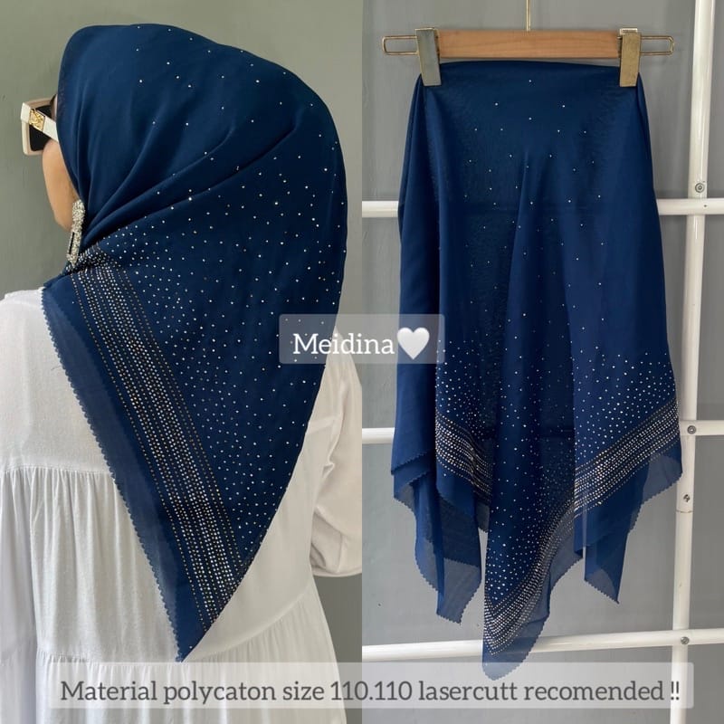 Kerudung Segi Empat Payet Mewah Bella Lasercut Hijab Segiempat Bella Payet Glamour hijab segi empat 