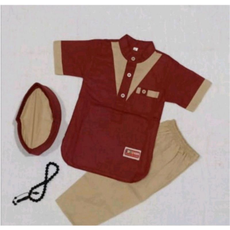Setelan baju celana koko anak laki laki pakain mulim anak cowok busana muslim anak usia 1-5 tahun