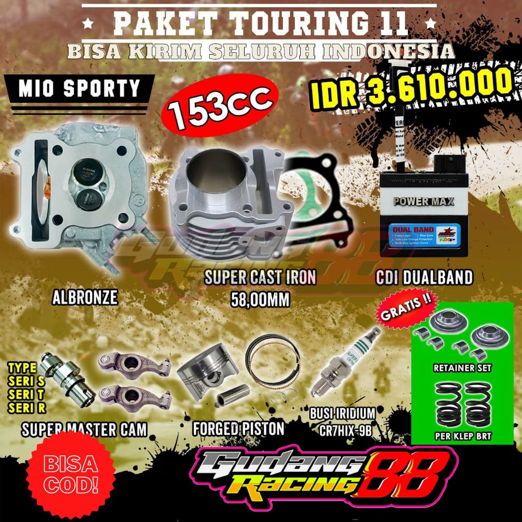 PAKET BORE UP MIO KARBU MIO SPORTY MIO OLD MIO SMILE NOUVO 153 CC - PAKET TOURING BRT 11