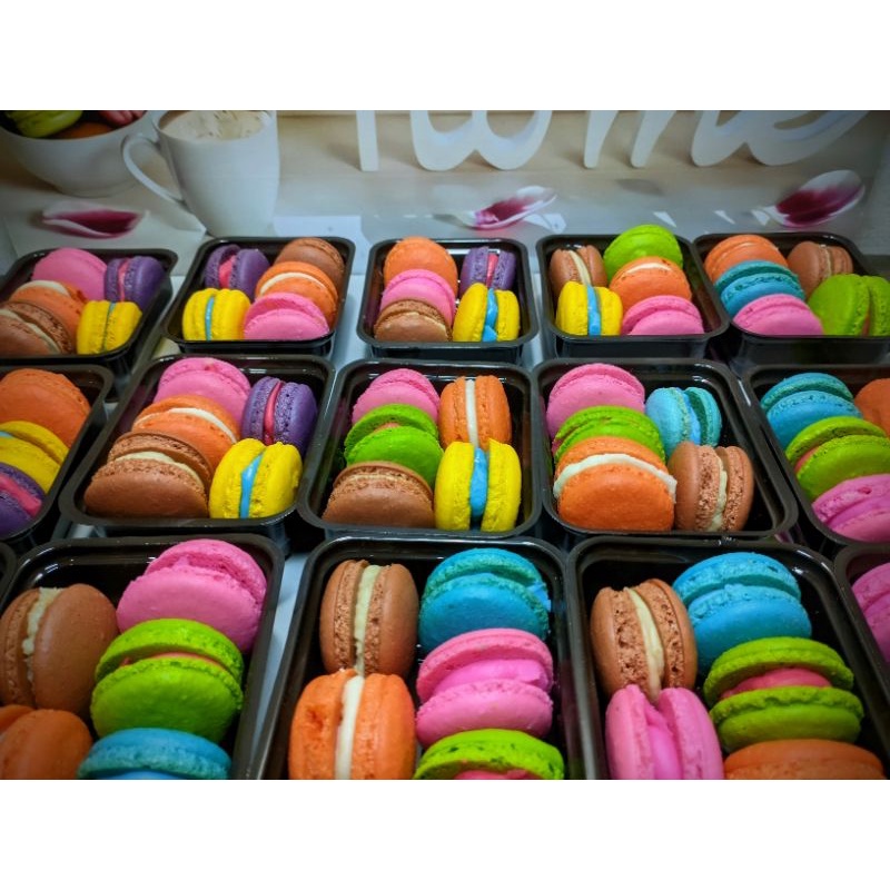 

macaron mini termurah harga 2500 paket reseller box isi 5 * 40 box