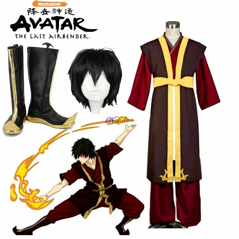 Promo - Preorder Avatar The Last Airbender Zuko Cosplay Costume King'S Prince Uniform Anime Aang Zuko Cosplay Shoes Wig For Halloween Party Best Seller
