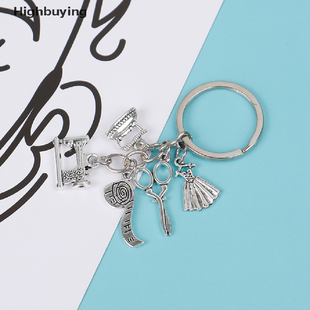 Hbid Gantungan Kunci Mesin Jahit Tailor Key Ring Pita Ukur Gunting Dress Key Chain Glory