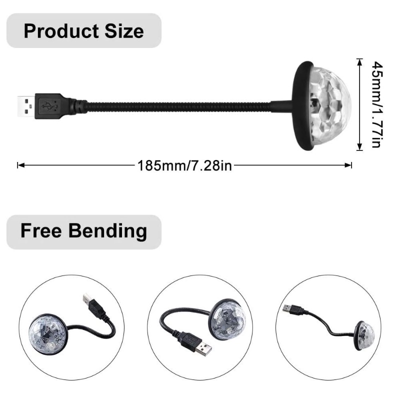 Usb Powered Kreatif Kristal Hemisphere Lampu Romantis Hias Liburan Pesta Bar Panggung Latar Belakang Suasana Proyeksi Lampu Interior Mobil LED Cahaya Warna-Warni