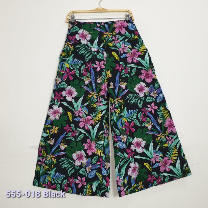 Celana Kulot Jumbo Kulot Motif Bunga Black S2O3 COD Premium Style Murah Kekinian Bawahan Cewek Simpl