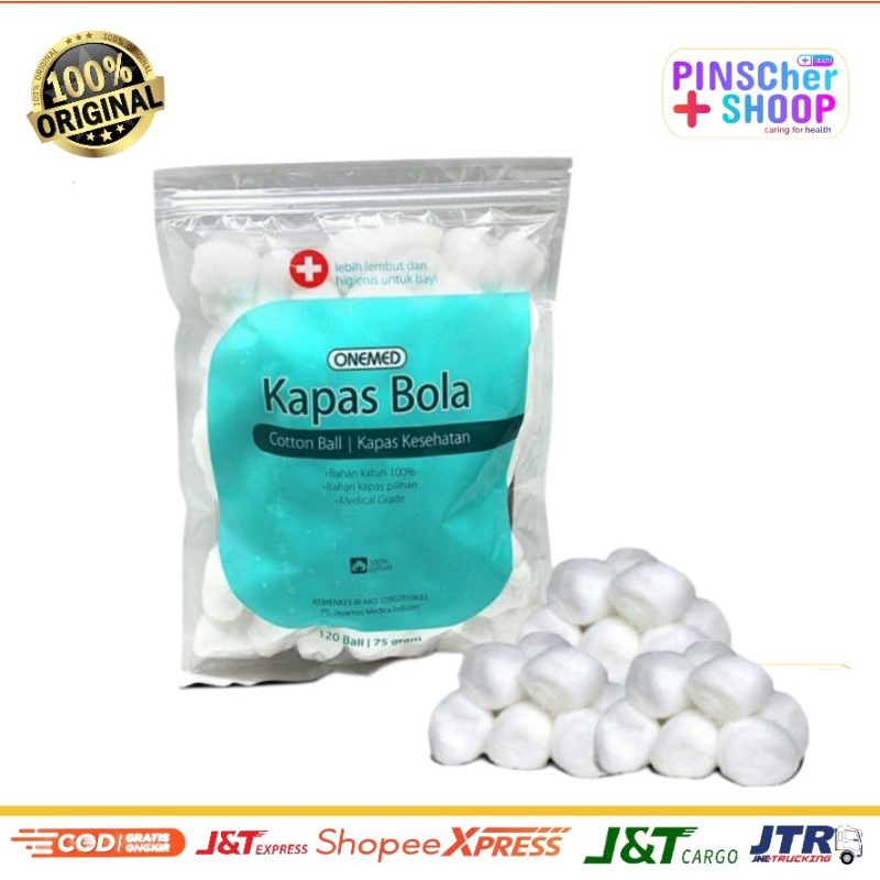 Kapas Bola Onemed 75 Gram Cotton Ball Isi 120 Ball