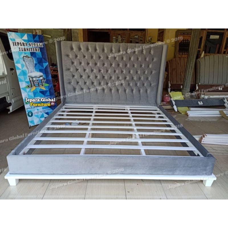 Dipan tempat tidur Dewasa Grey velvet 07 (dipan jok button,dipan bludru,dipan murah,dipan modern)