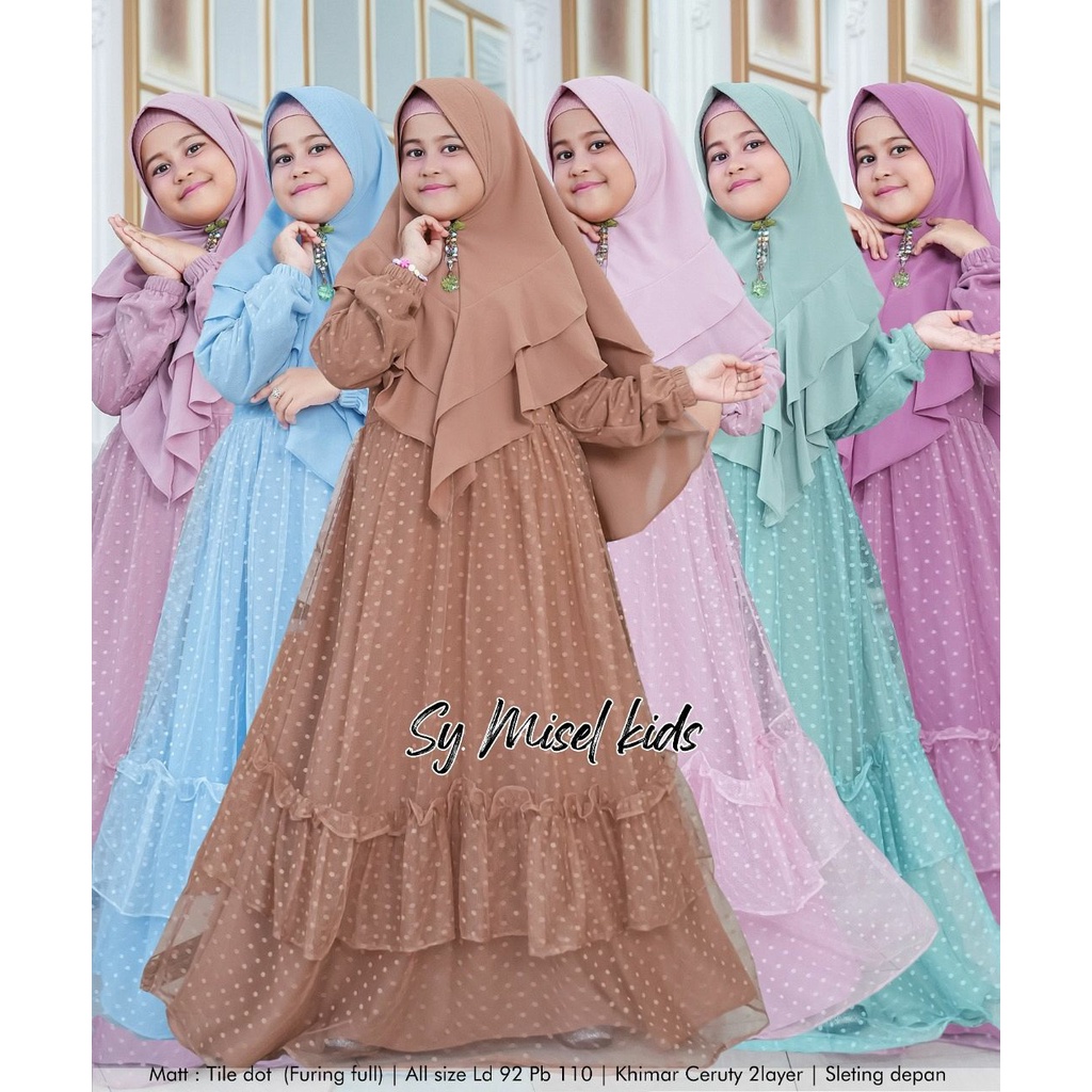 GAMIS SYARI ANAK MISEL MOTIF POLKADOT SET KHIMAR