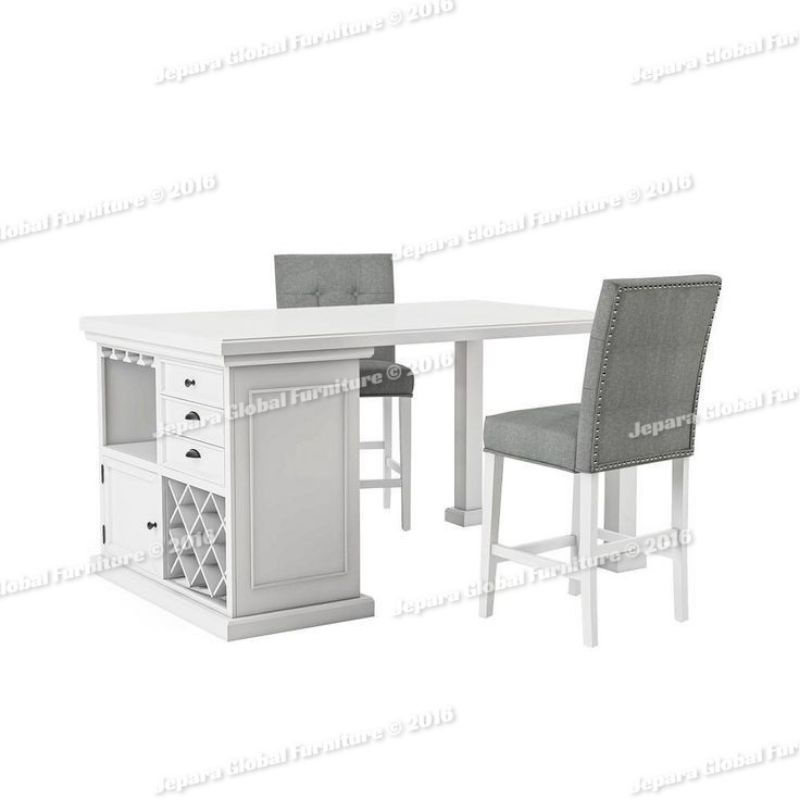 Meja Dapur minibar duco rak botol dan kursi jok ( kitchen island,meja dapur minimalis,kursi bar )