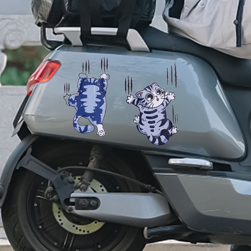 Fun Cat Scratch PVC Self Adhesive Waterproof Stiker Mobil/Otomotif Pribadi Kartun Aplikasi/DIY Motor Sepeda Listrik Hias Decal