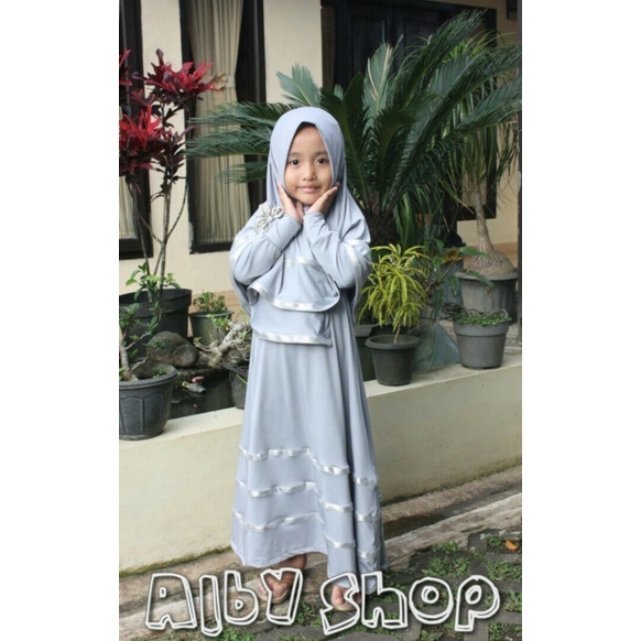 Anak silver Gamis Promo Emas pita Muslim Baju Pita Perempuan / Anak Anak XS / Murah Busana / -
