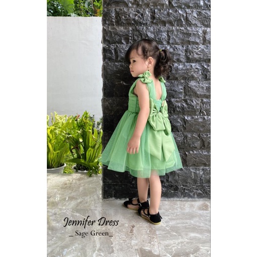 jennifer dress anak dan dewasa /dress anak perempuan warna sage/dress sage anak dan dewasa