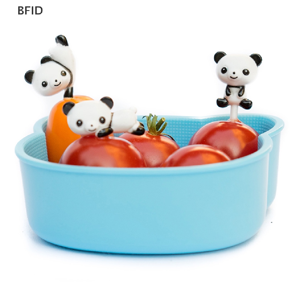 [BFID] 8pcs/set Mini Kartun Panda Garpu Buah Anak Snack Dessert Picks Tookpick Bekal Makan [ID]