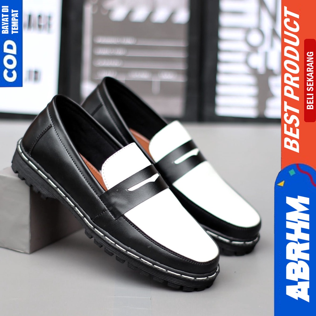 Sepatu Loafers Pria Docmart Formal Casual Pantofel Kerja Kantor Abrhm JUNIOR