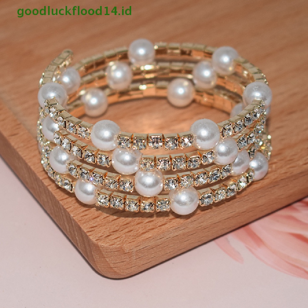 [GOOGFOUR] Gelang Mutiara Imitasi Kristal Elegan Multilayer Stretchable Pearl Bracelet Gelang Mutiara Untuk Wanita Hadiah Perhiasan Pengantin [TOP]