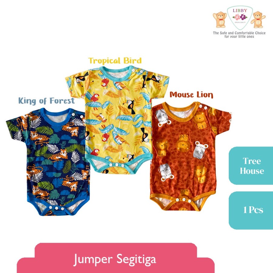 (ECER) Libby Baju KODOK SEGITIGA / JUMPER Segitiga Newborn Bayi / Bodysuit