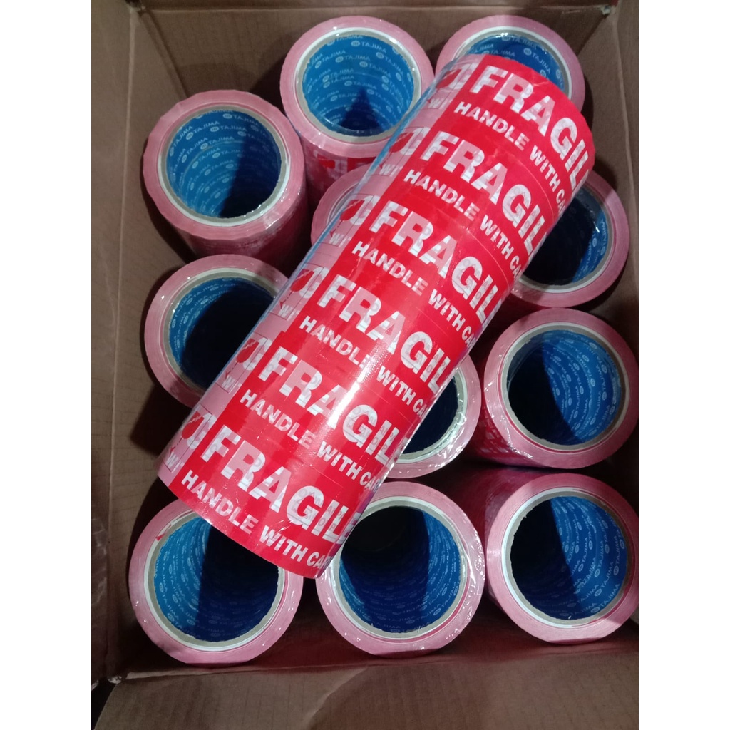 LAKBAN FRAGILE MERAH PUTIH MURAH | JANGAN DIBANTING | HANDLE WITH CARE / LAKBAN TAJIMA MERAH PUTIH / PEREKAT FRAGILE MERAH PUTIH