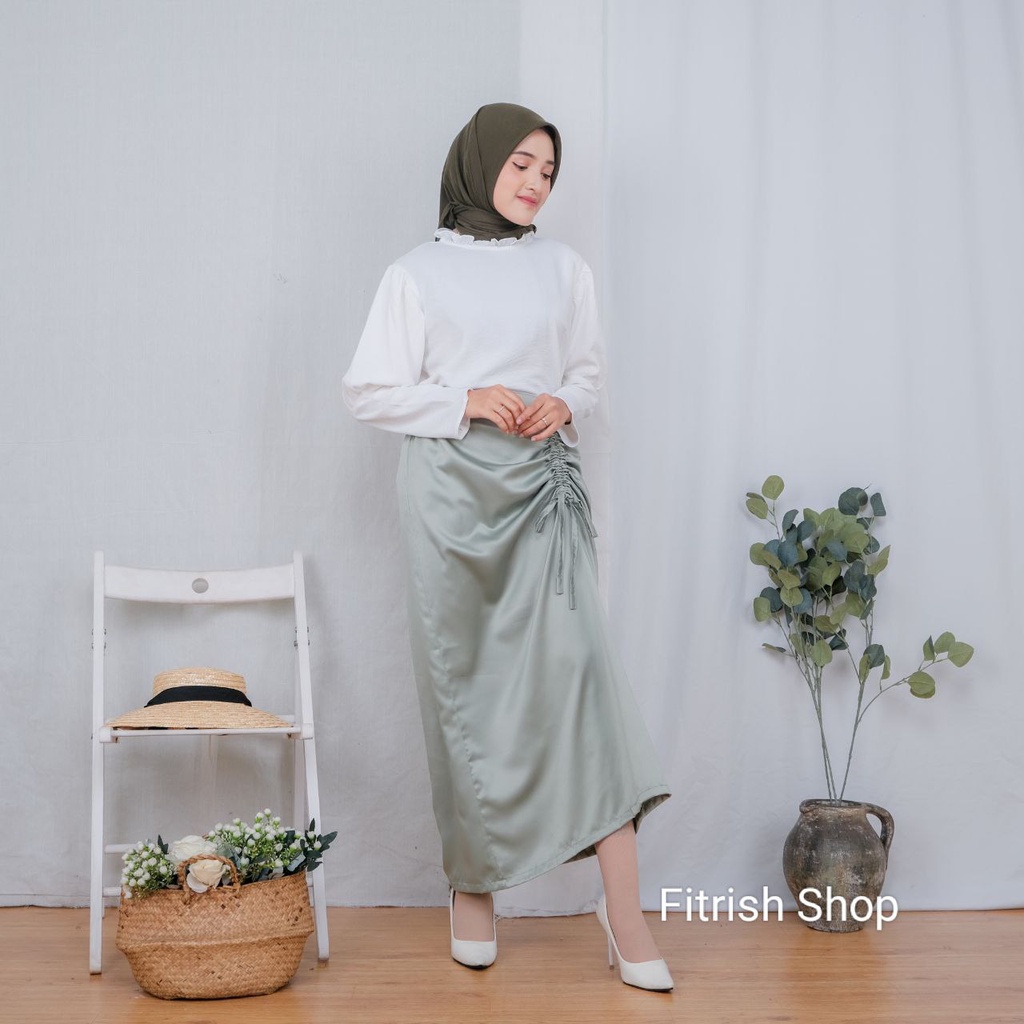 ROK SERUT SATIN /SHASHA SKIRT /ROK SERUT POLOS/ BISA REQUEST PANJANG