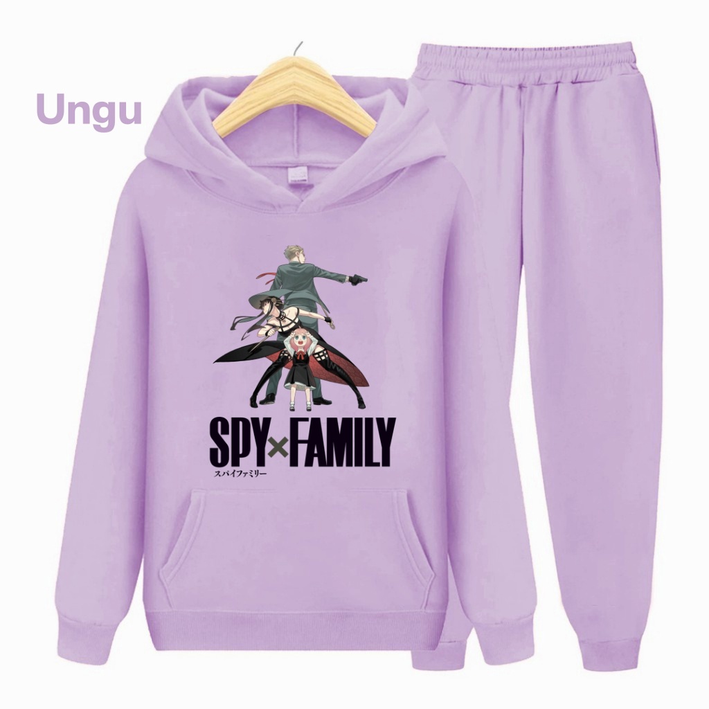 Hzl_outfit Sweater Setelan Hoodie Anak SPY X FAMILY/Hoodi Setelan S.M.XL (BAYAR COD)