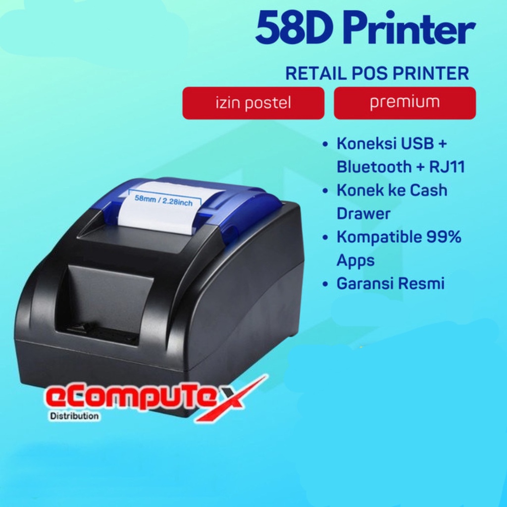 PRINTER THERMAL 58MM BLUETOOTH + USB PRINTER THERMAL KASIR BLUETOOTH