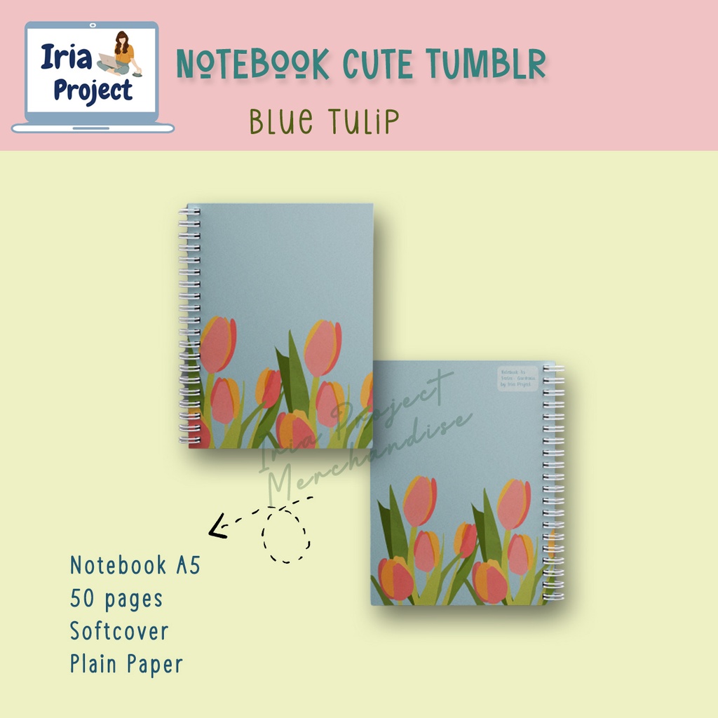 

Notebook / Jorunal Book / Buku Catatan A5 Tulip Blue Garden Cute