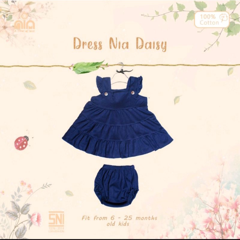 NIA Dress Daisy Bayi Warna Polos Premium SNI