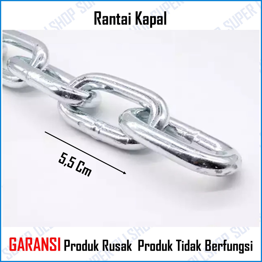 Rantai Kapal 3/8 9 MM / Rantai Besi Besar 9 MM / Harga Rantai Kapal Besi Meteran / Rantai Besi Galvanis 9 mm/Rante Besi 9 mm Eceran