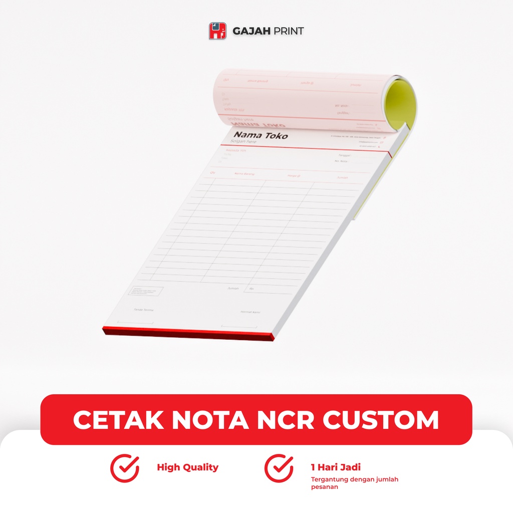 

Cetak Nota NCR ukuran A4, A5, A6, 1/3 Folio / Nota NCR free design