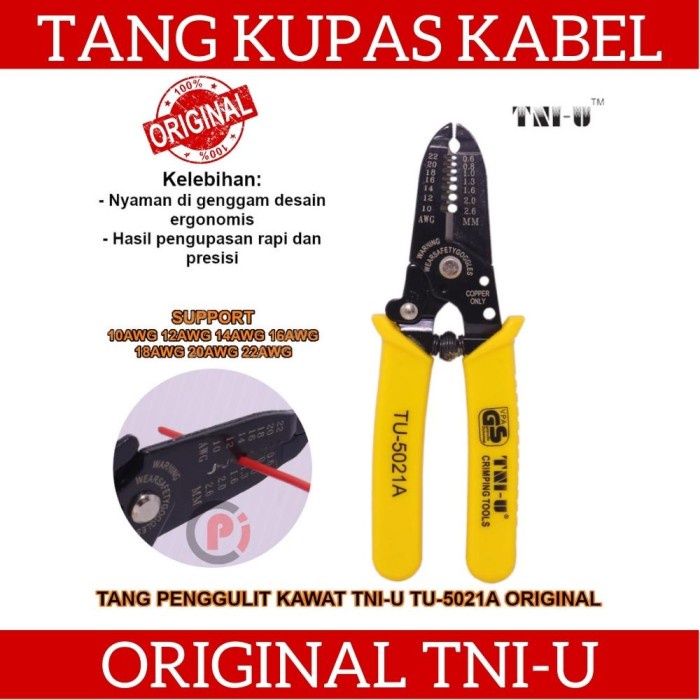 TNI-U TU- 5021A 5022A 5023A Tang Pengupas Kabel Pemotong Kawat Wire Strippers