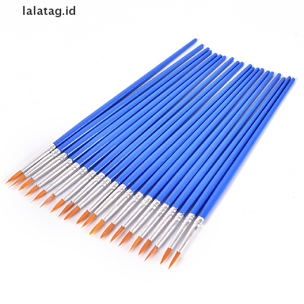 [lalatag] 10pcs Nylon Rambut Artis Kuas Cat Air Acrylic Bulat Halus Tangan Titik Tip 10x Ujung Runcing Bulat Nilon Rambut Artis Kuas Cat Water Color Pager Pens 10pcs Bulat