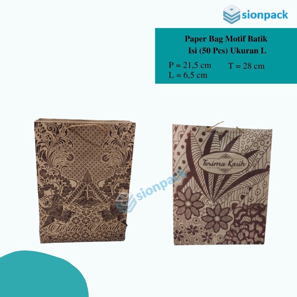 

(50 Pcs) Paperbag Motif Batik Murah Ukuran L