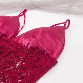 GO! BS1031 Lingerie Wanita Sexy lingeri Set Lace transparan Seksi Set + G-String Wanita Motif Renda