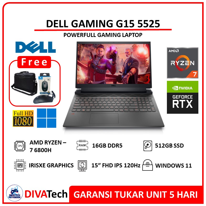 Dell Gaming G15 5525 RTX3050Ti Ryzen 7 6800H 16GB 512GB SSD IPS 120Hz