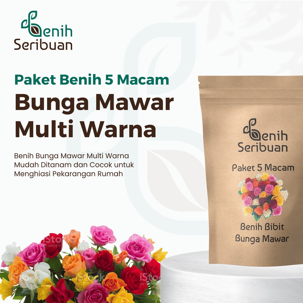 Benih Seribuan - Paket 5 Macam Bibit Bunga Mawar Unggul