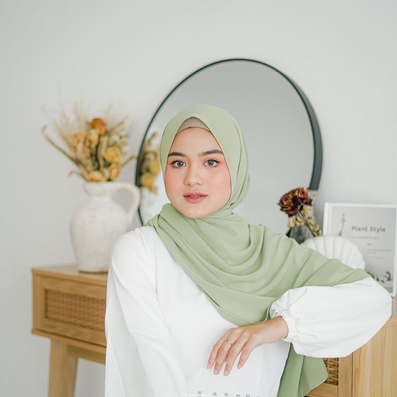 Pashmina Ceruty Sage Green Pashmina Ceruty BABYDOLL 180CM X 75CM WARNA SAGE GREEN Pashmina Warna Sag