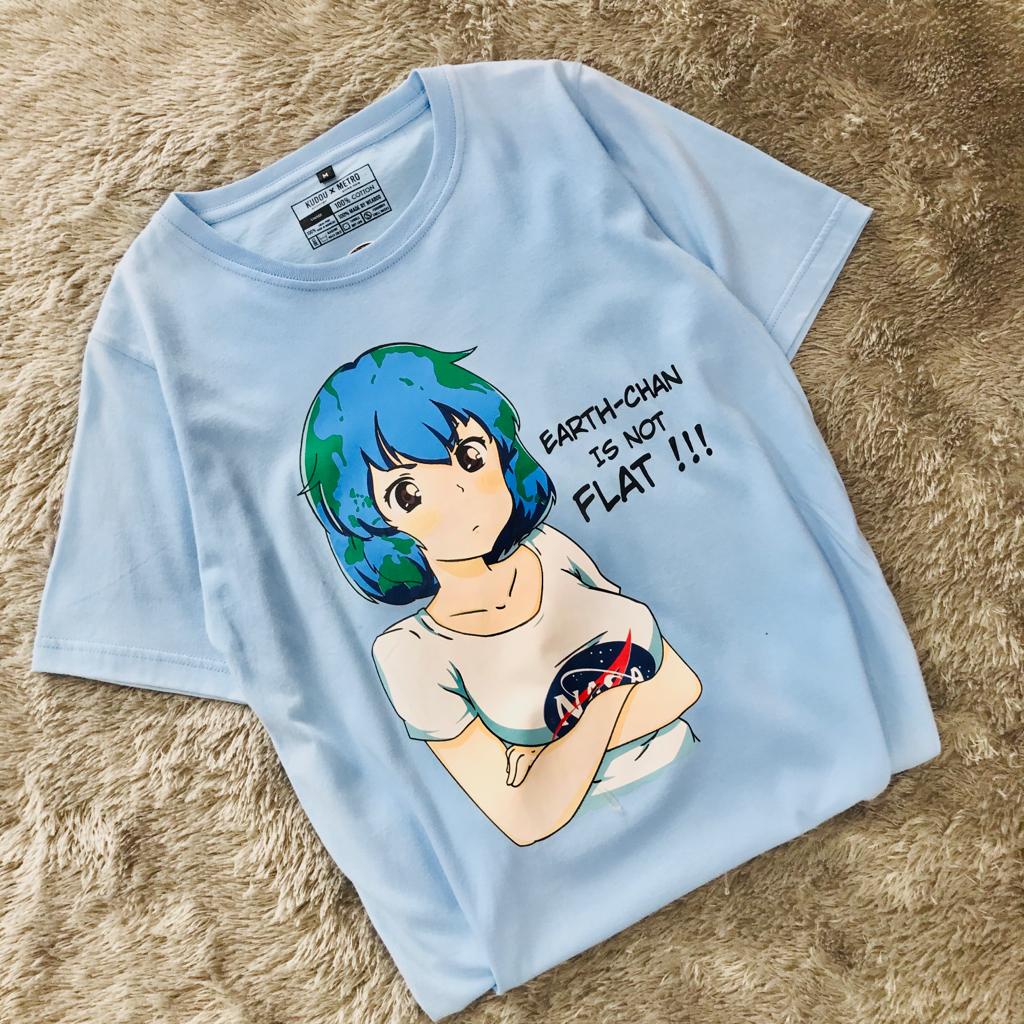 Tshirt Anime Earth chan is not Flat!