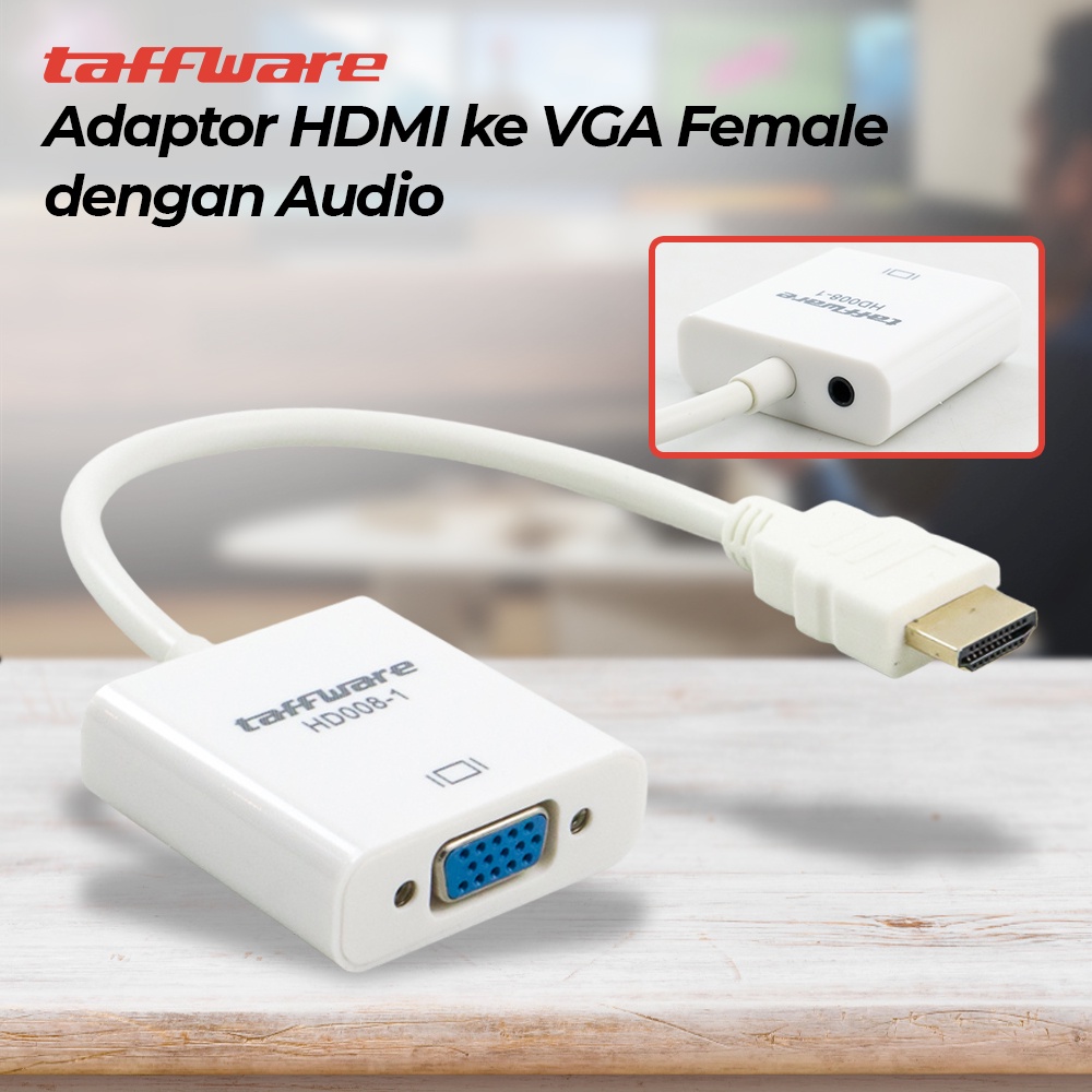 Taffware Adapter HDMI ke VGA Female dengan Audio - HD008-1 - APIPCEWH White