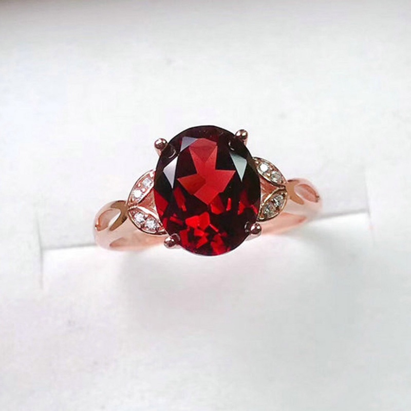 Cincin Desain Minimalis Perempuan Hias Oval Merah Cubic Zirconia Penjualan Panas Perhiasan Yang Dapat Disesuaikan Untuk Wanita Hadiah Tunangan Pernikahan