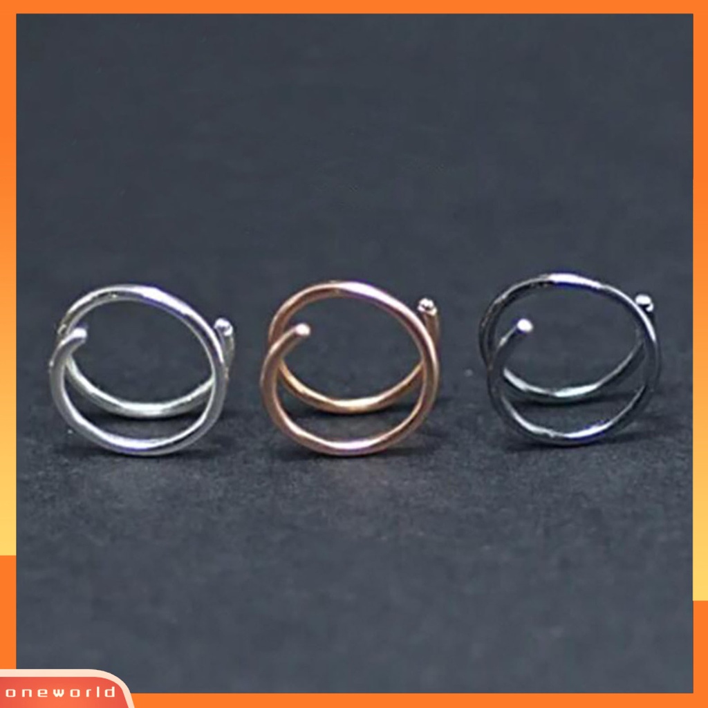 [oneworld] 5pcs Cincin Hidung Single Piercing Shiny Tipis Electroplating All-match Dekorasi Stainless Steel Wanita Pria Double Spiral Twist Nose Hoop Rings Untuk Kehidupan Sehari-Hari