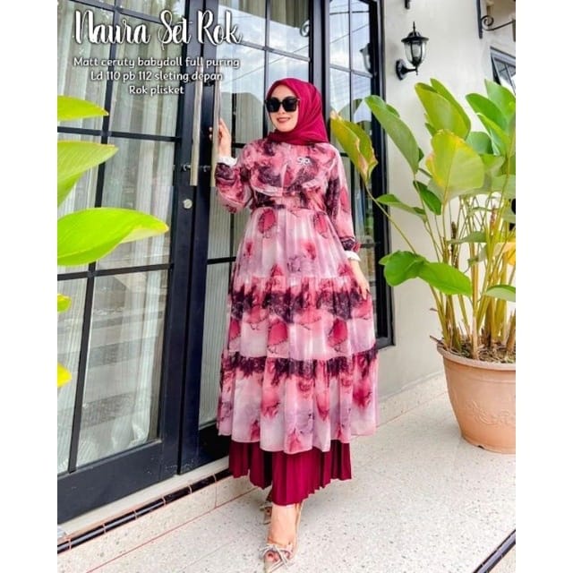 Dres terbaru baju wanita terbaru 2023,Naura set rok