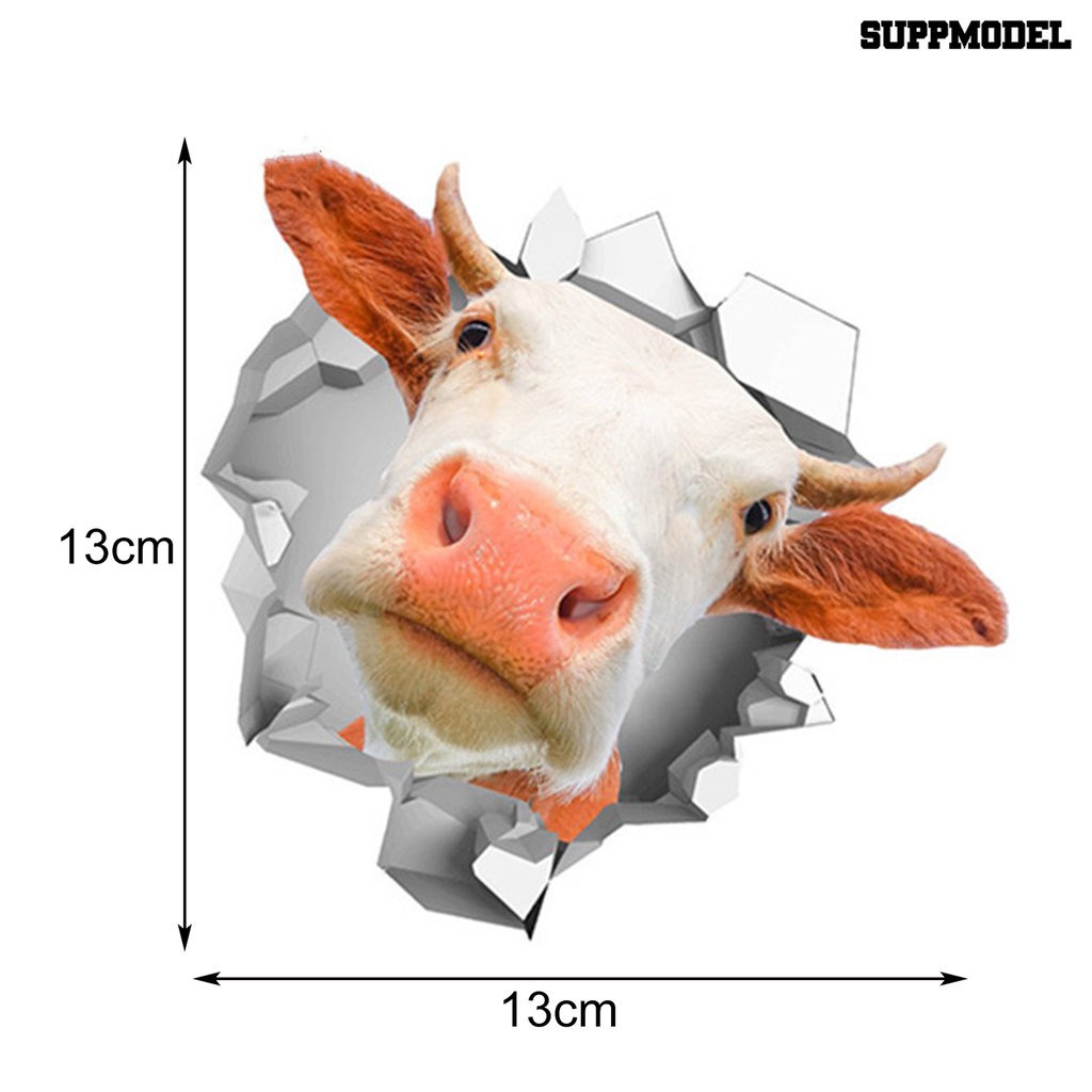 [SM] 13x13cm 3D Kepala Sapi Auto Mobil Styling PVC Reflektif Stiker Hewan Lucu Stiker