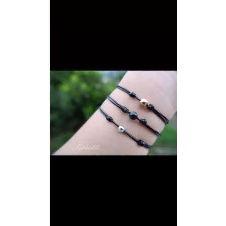 GELANG TALI HITAM ANTI AIR GOLD BLACK SILVER